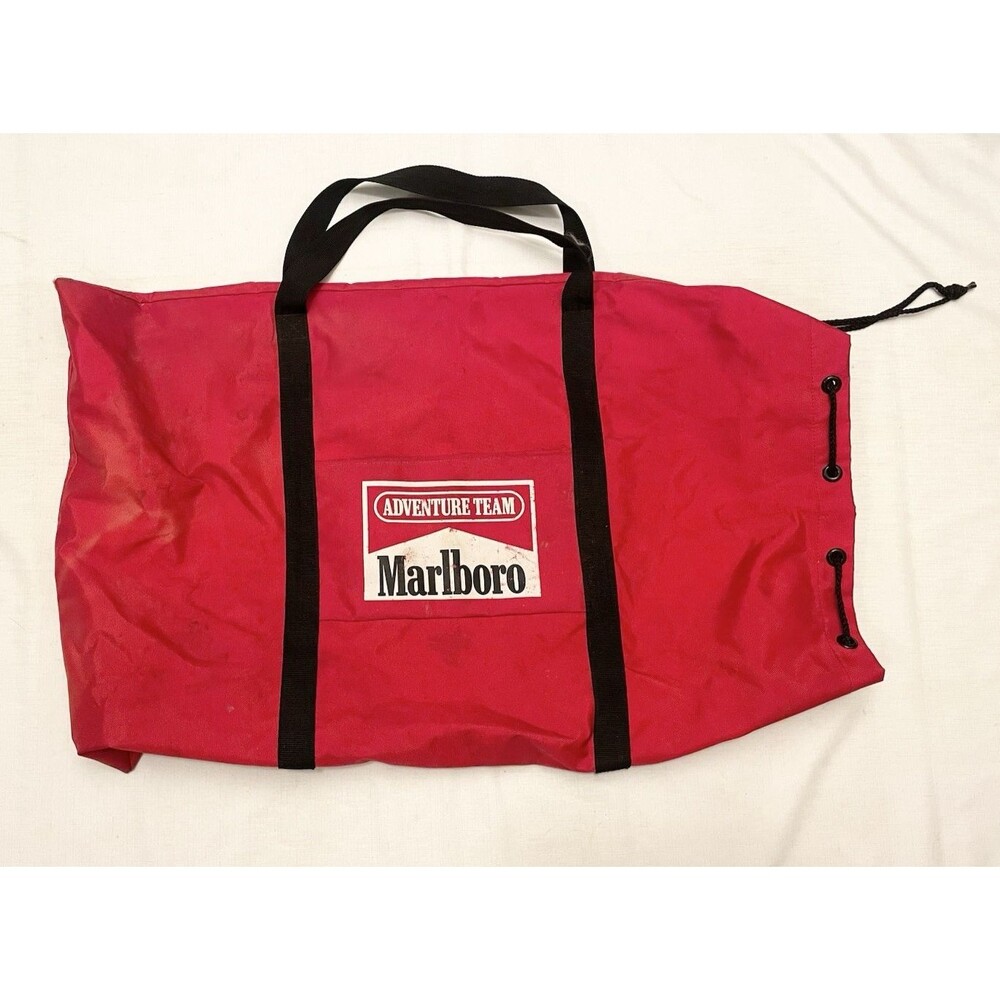 Vintage Marlboro Duffle Bag Tote Large Heavy Duty Drawstring Laundry Bag Cowboy